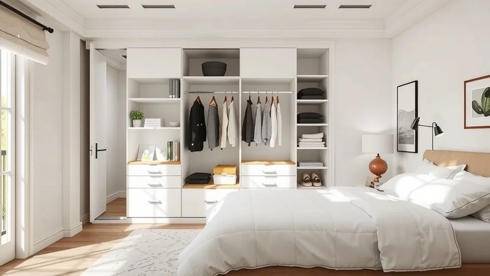 Platsbyggd garderob på sovrummet